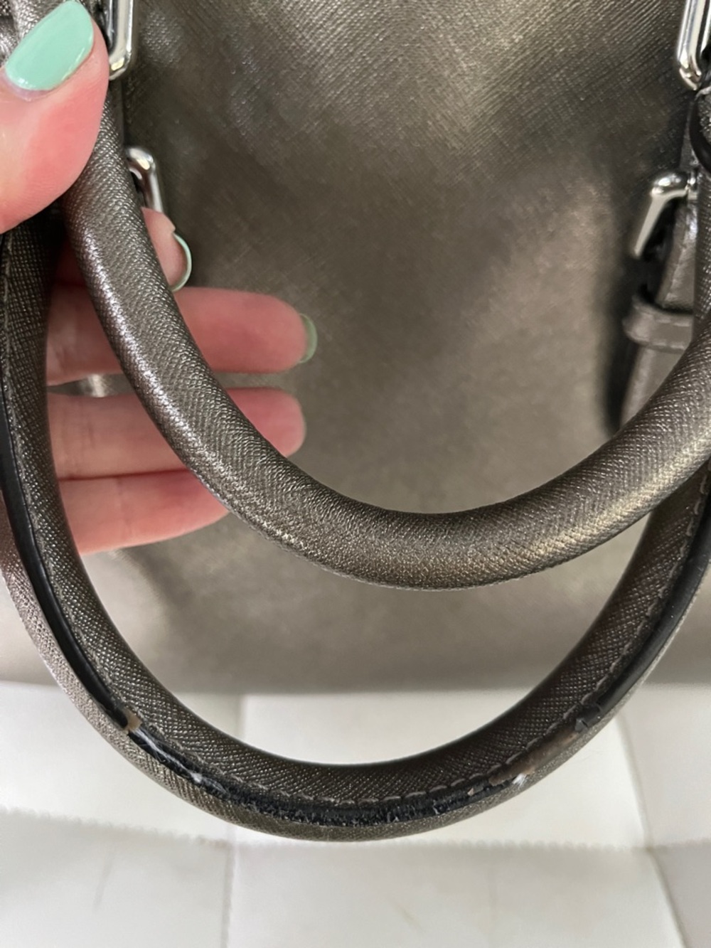 Michael Kors Metallic Gun Metal Dome Satchel with Silver Hardware - Picture 9 of 10